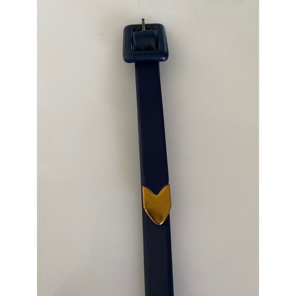 Womens Double Strands Belt Skinny Navy Blue Gold Tone Accent 29\
